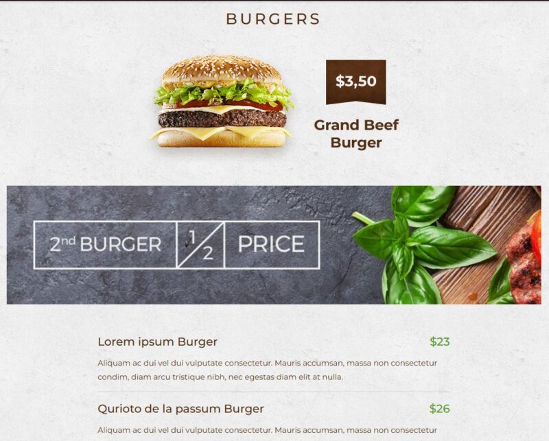 Delivery Website Menu